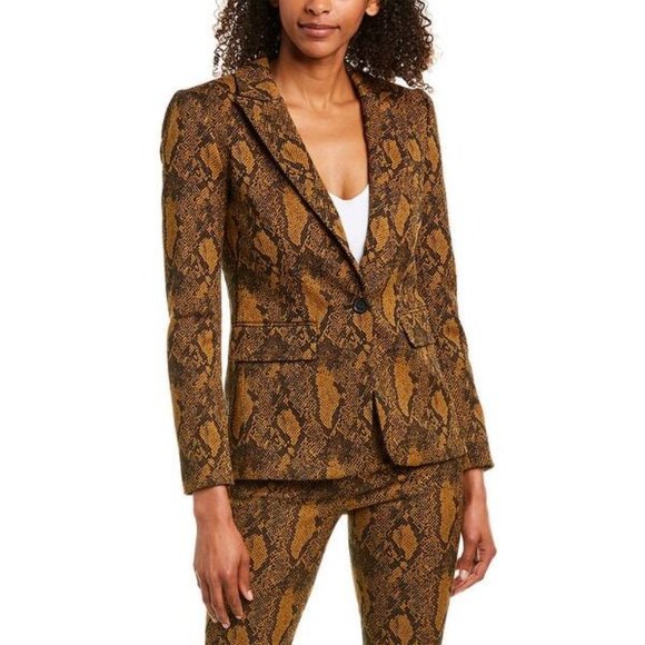 Joie Anilah Blazer Mesa Snakeskin/Python Print Copper Brown Size 0 - Picture 3 of 10